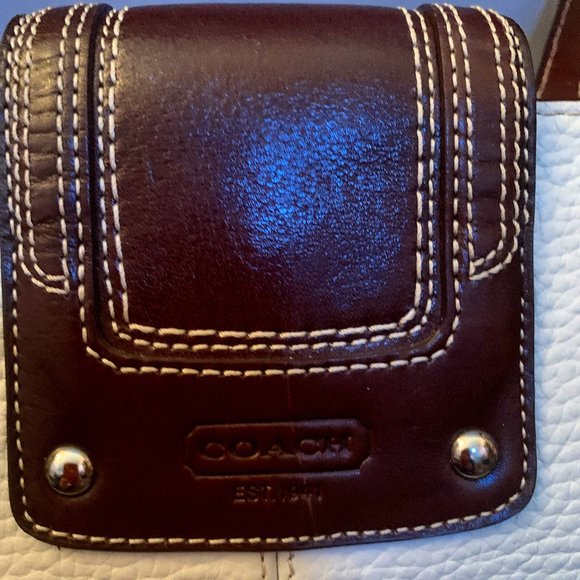  F13961 Hamilton Pebble Leather Tote Bag Off White Brown Coach Purse - Picture 11 of 16